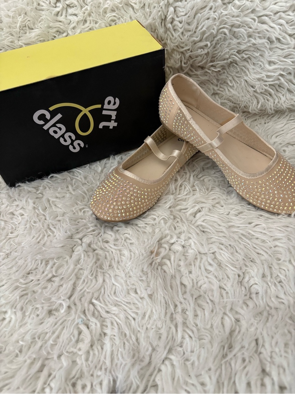 art class Nude Crystal Mary Jane Flats 4Y